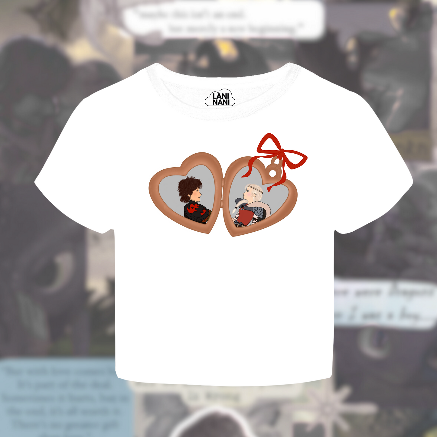 Dragon Couple Locket Baby Tee - Crop Tank