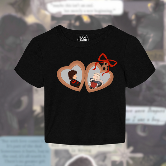 Dragon Couple Locket Baby Tee - Crop Tank