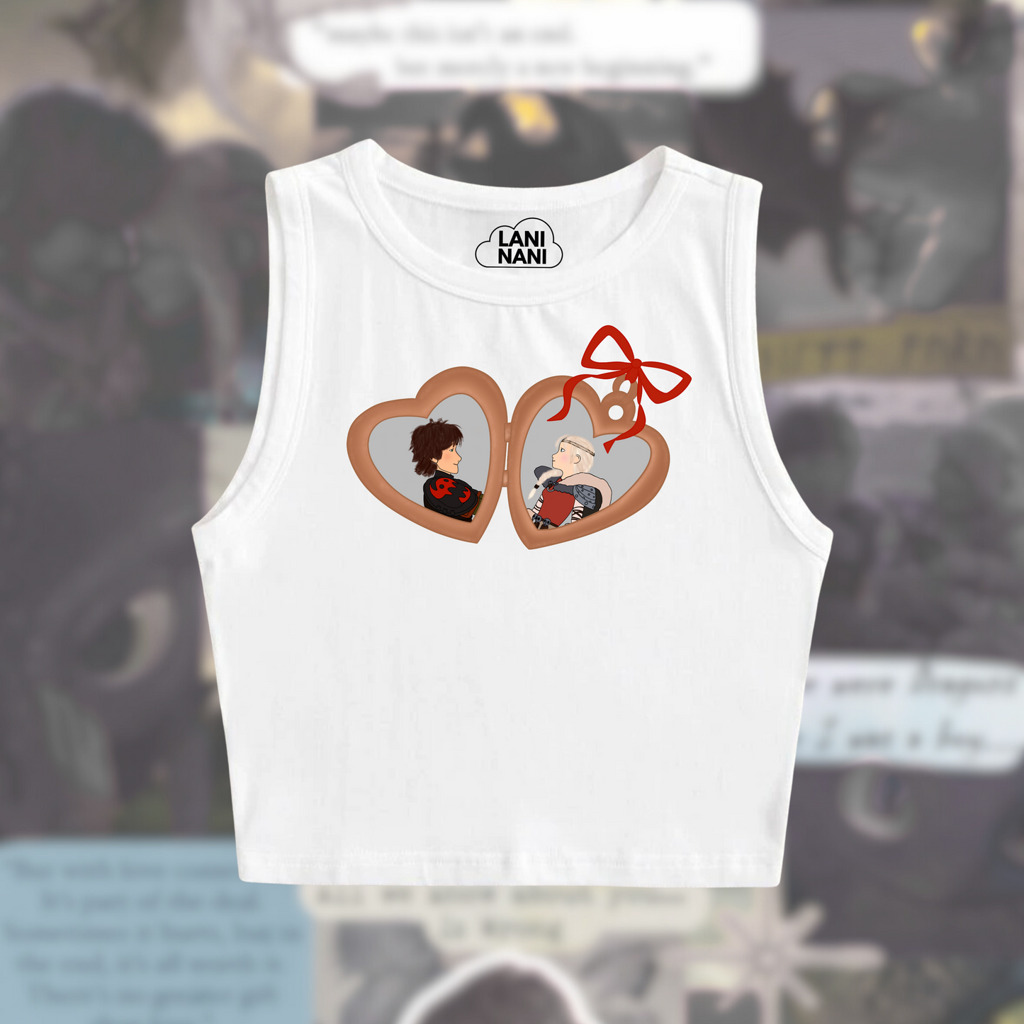 Dragon Couple Locket Baby Tee - Crop Tank