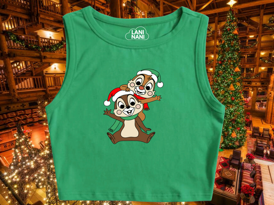 Chip & Dale Christmas Crop Tank