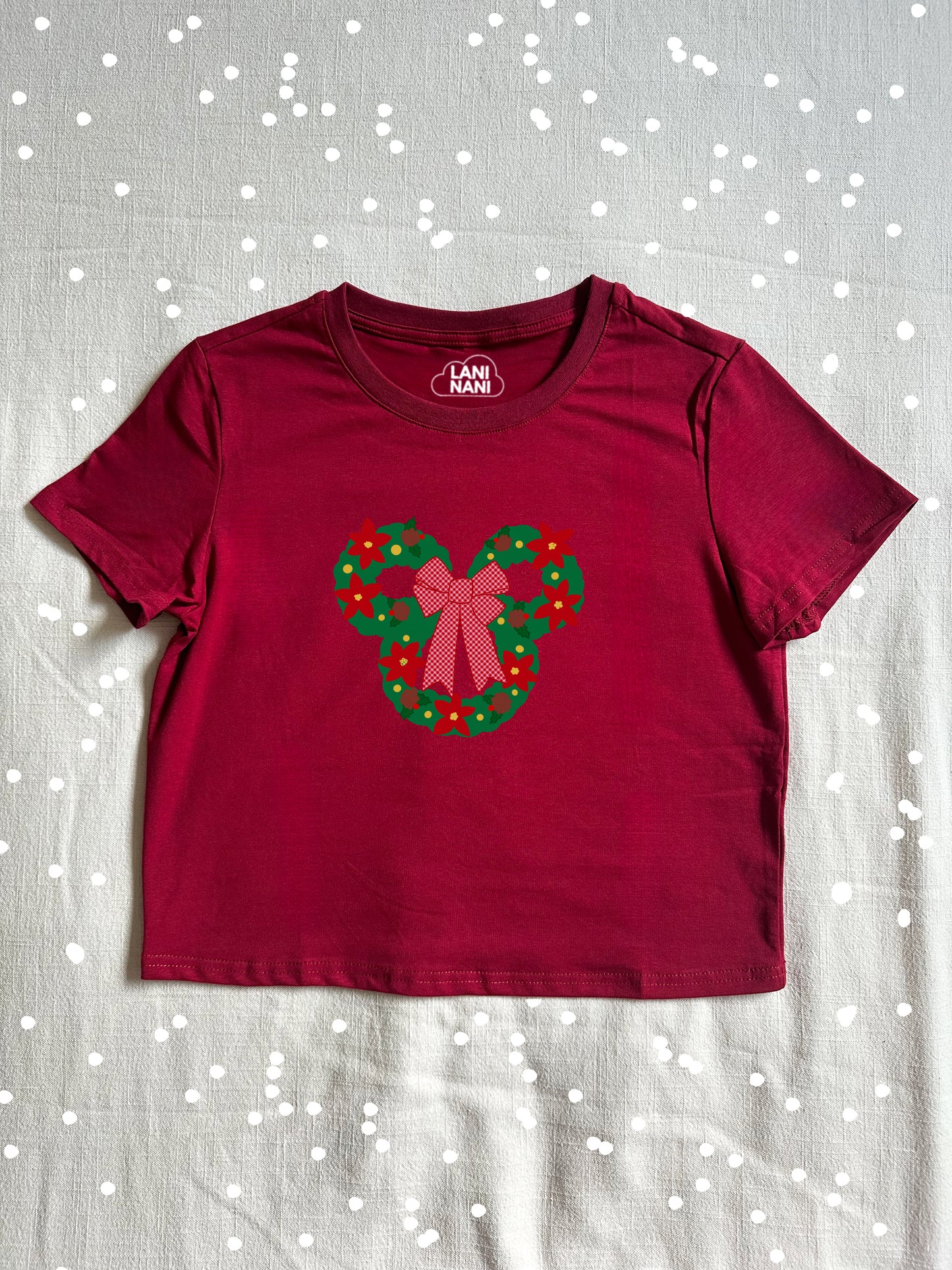Mouse Holiday Wreath Baby Tee