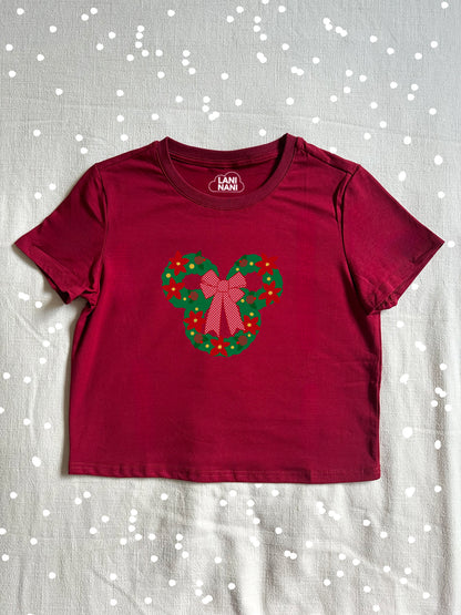 Mouse Holiday Wreath Baby Tee