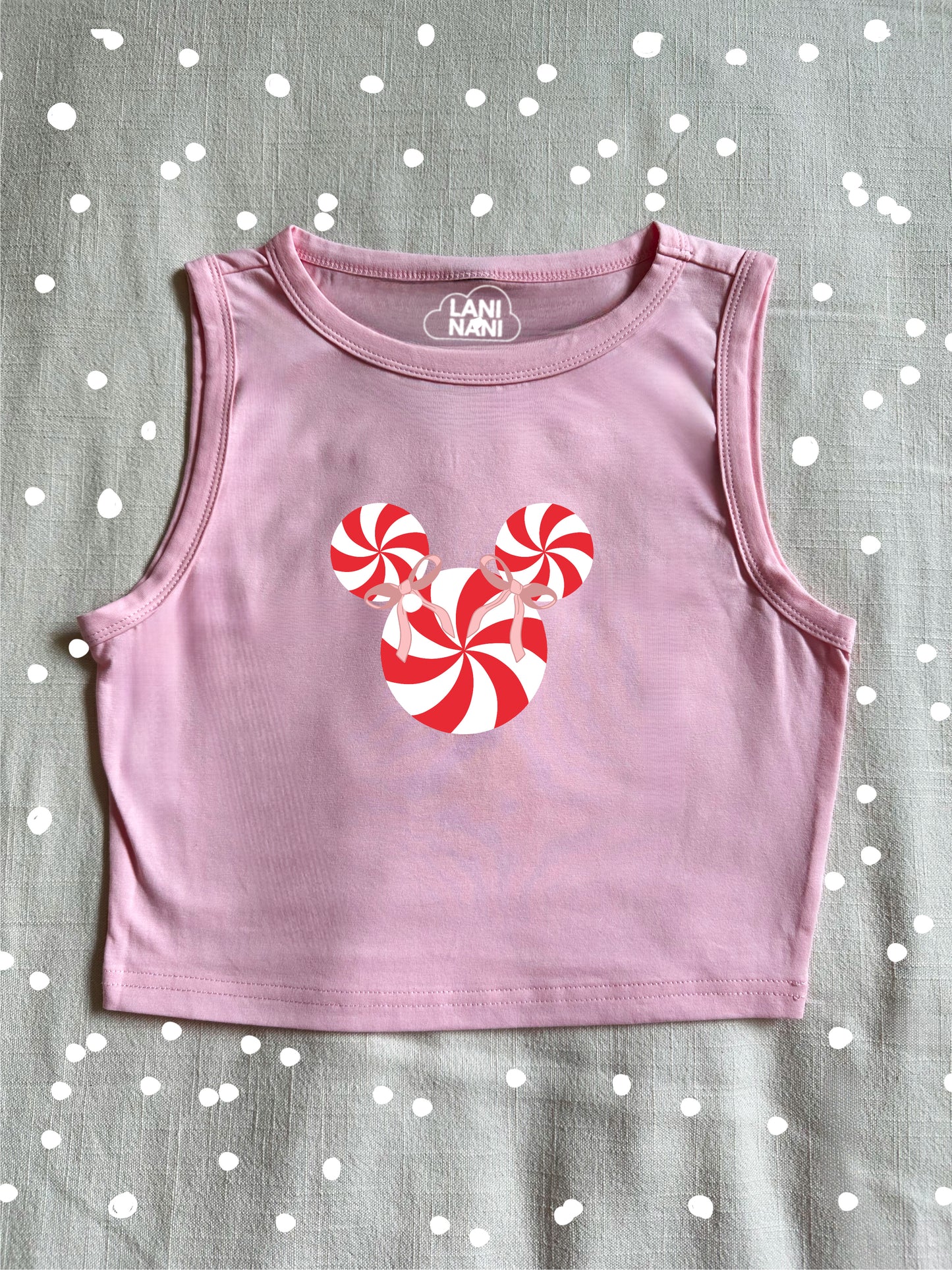 Pink Candy Cane Swirl Crop Tank