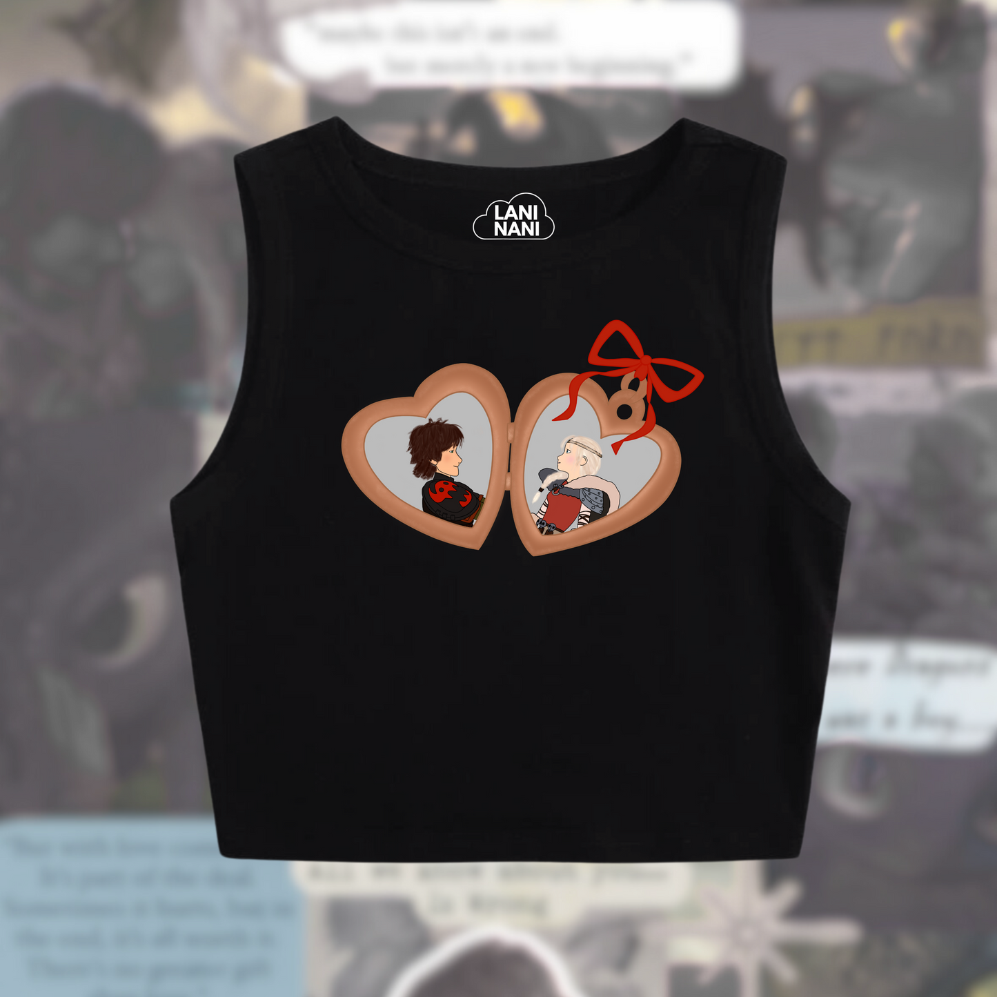 Dragon Couple Locket Baby Tee - Crop Tank