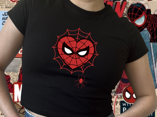 Spider Heart Baby Tee - Crop Tank