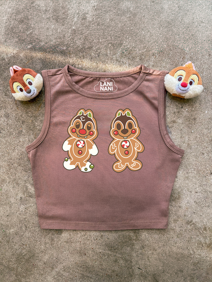 Gingerbread Chipmunks Crop Tank